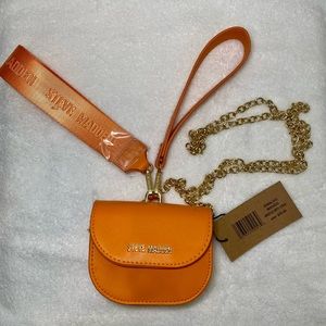 Steve Madden Orange Clutch with Gold Chain
